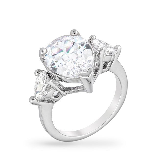 Cubic Zirconia Pear Triplet Ring - LinkagejewelrydesignLinkagejewelrydesign