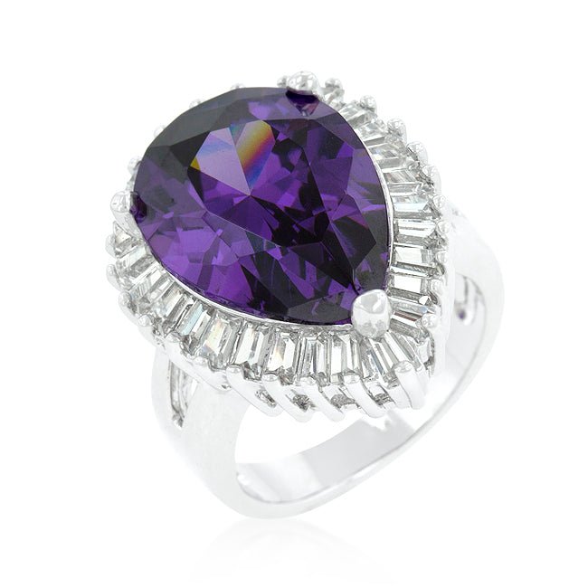 Cubic Zirconia Purple and Clear Cocktail Ring - LinkagejewelrydesignLinkagejewelrydesign