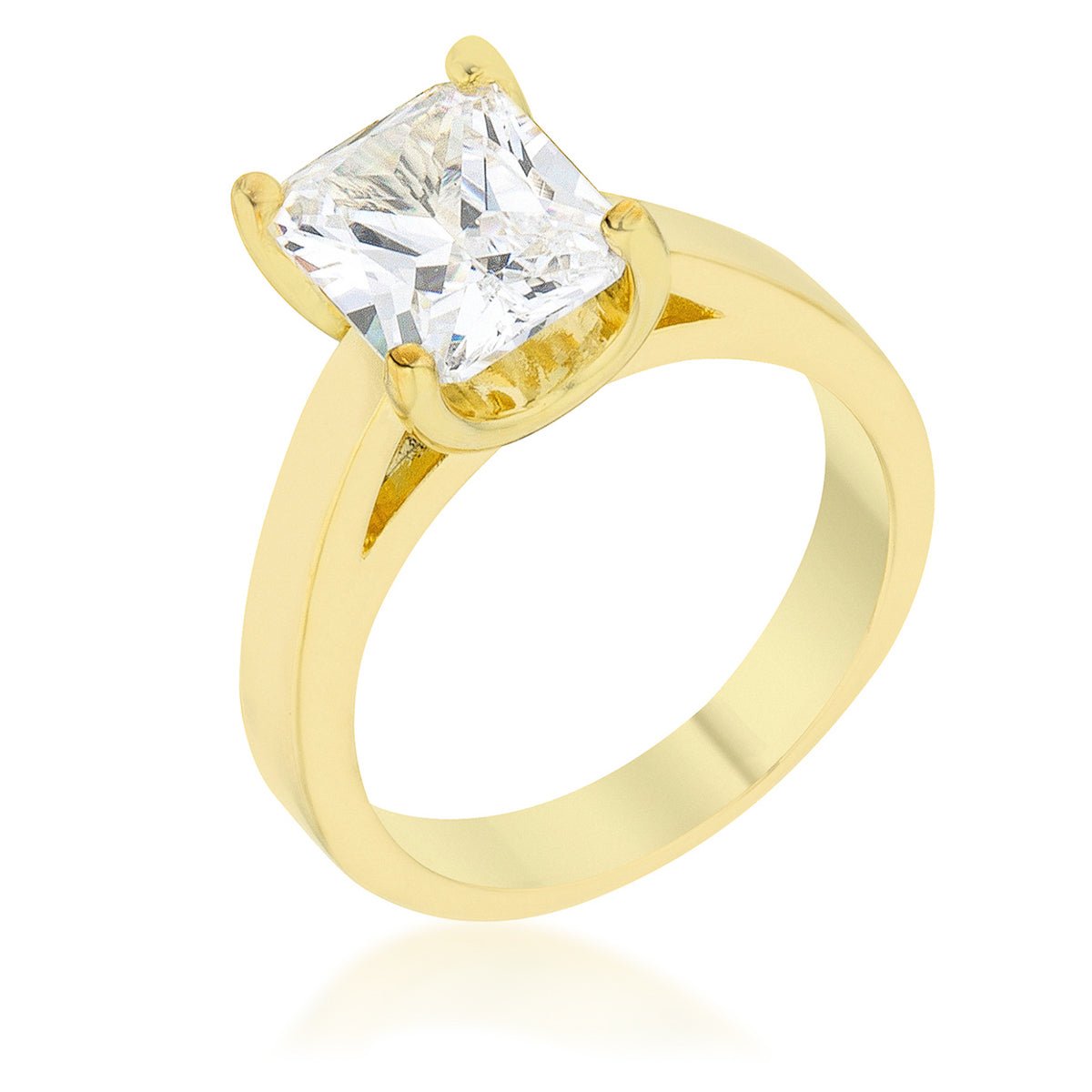 Cubic Zirconia Radiant Solitaire Ring - LinkagejewelrydesignLinkagejewelrydesign