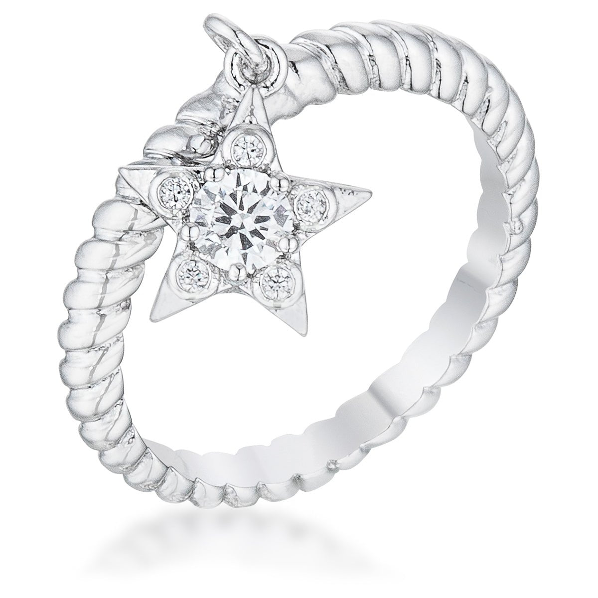 Cubic Zirconia Star Charm Fashion Ring, &lt;b&gt;Size 5&lt;/b&gt; - LinkagejewelrydesignLinkagejewelrydesign