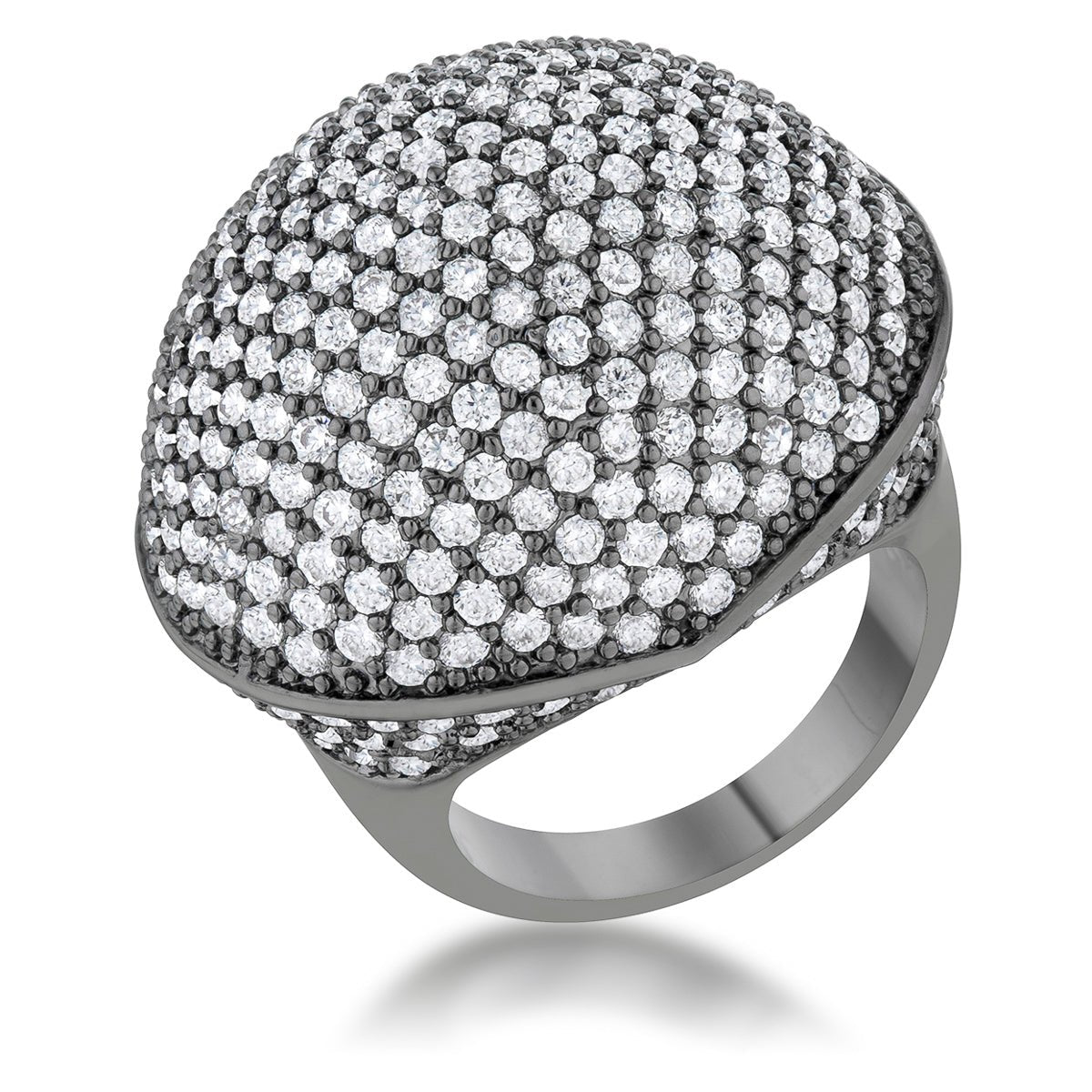 Dara 4.75ct CZ Hematite Dome Cocktail Ring, &lt;b&gt;Size 5&lt;/b&gt; - LinkagejewelrydesignLinkagejewelrydesign