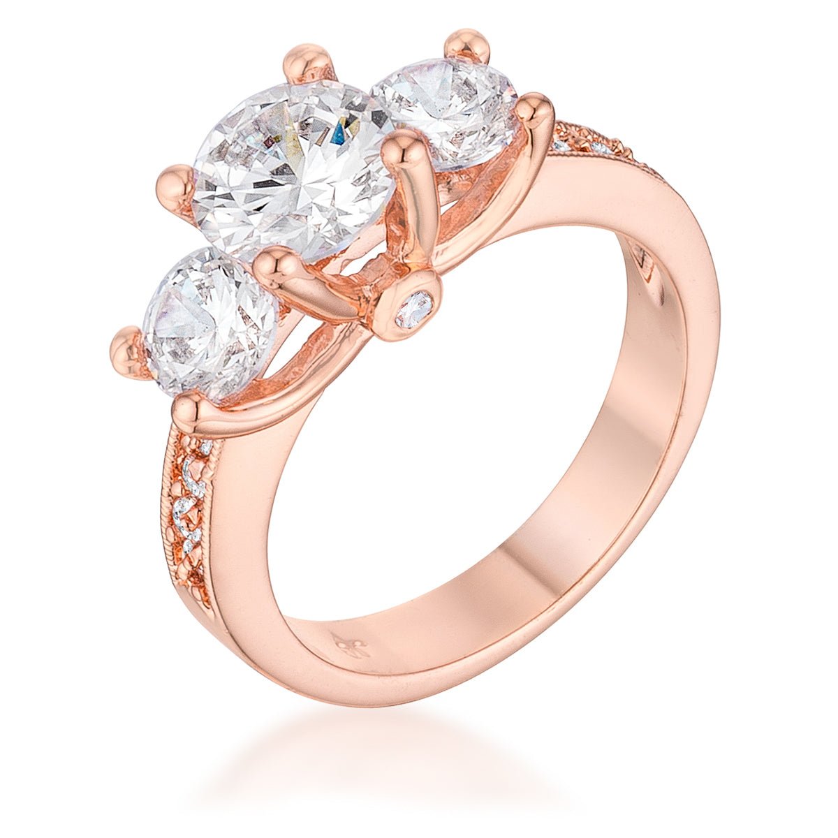 Dazzling Three Stone Engagement Ring with CZ, &lt;b&gt;Size 5&lt;/b&gt; - LinkagejewelrydesignLinkagejewelrydesign