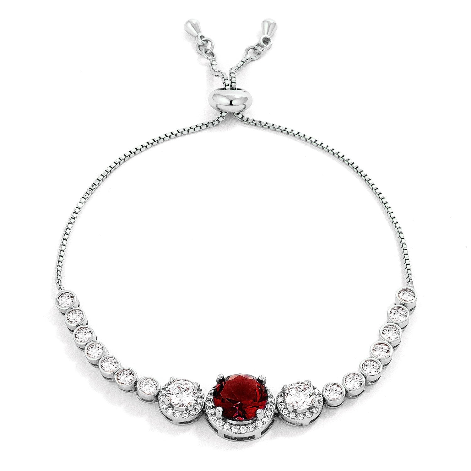 Deep Red and Clear CZ Bolo Style Tennis Bracelet - LinkagejewelrydesignLinkagejewelrydesign