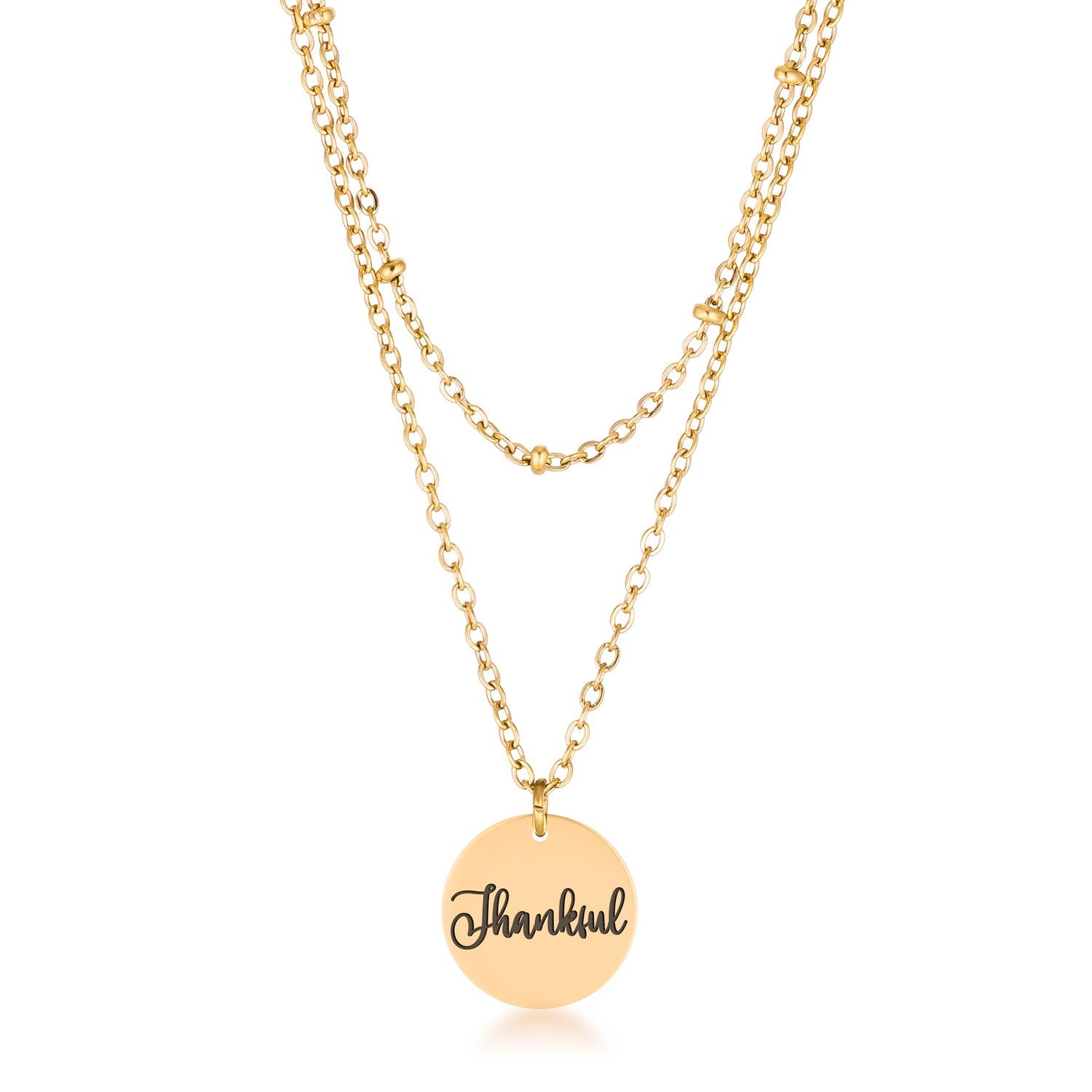 Delicate 18k Gold Plated Thankful Necklace - LinkagejewelrydesignLinkagejewelrydesign