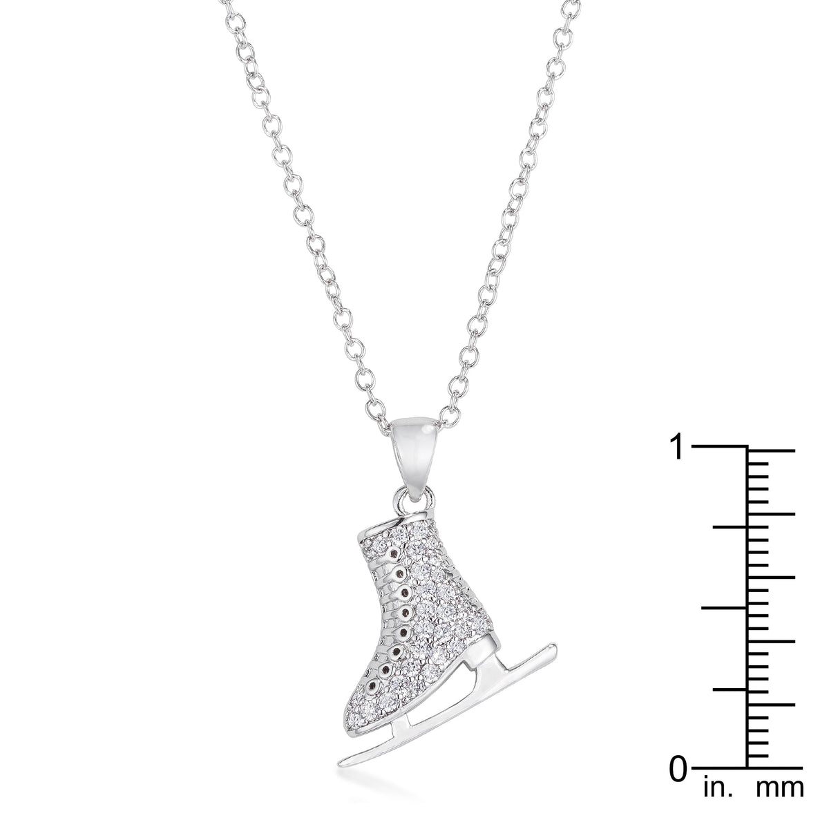 Delicate .4Ct Rhodium Plated Ice Skate Pendant - LinkagejewelrydesignLinkagejewelrydesign