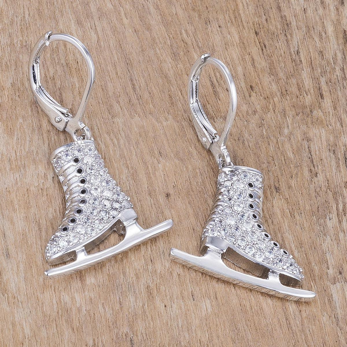 Delicate .85Ct Rhodium Plated Ice Skate Earrings - LinkagejewelrydesignLinkagejewelrydesign