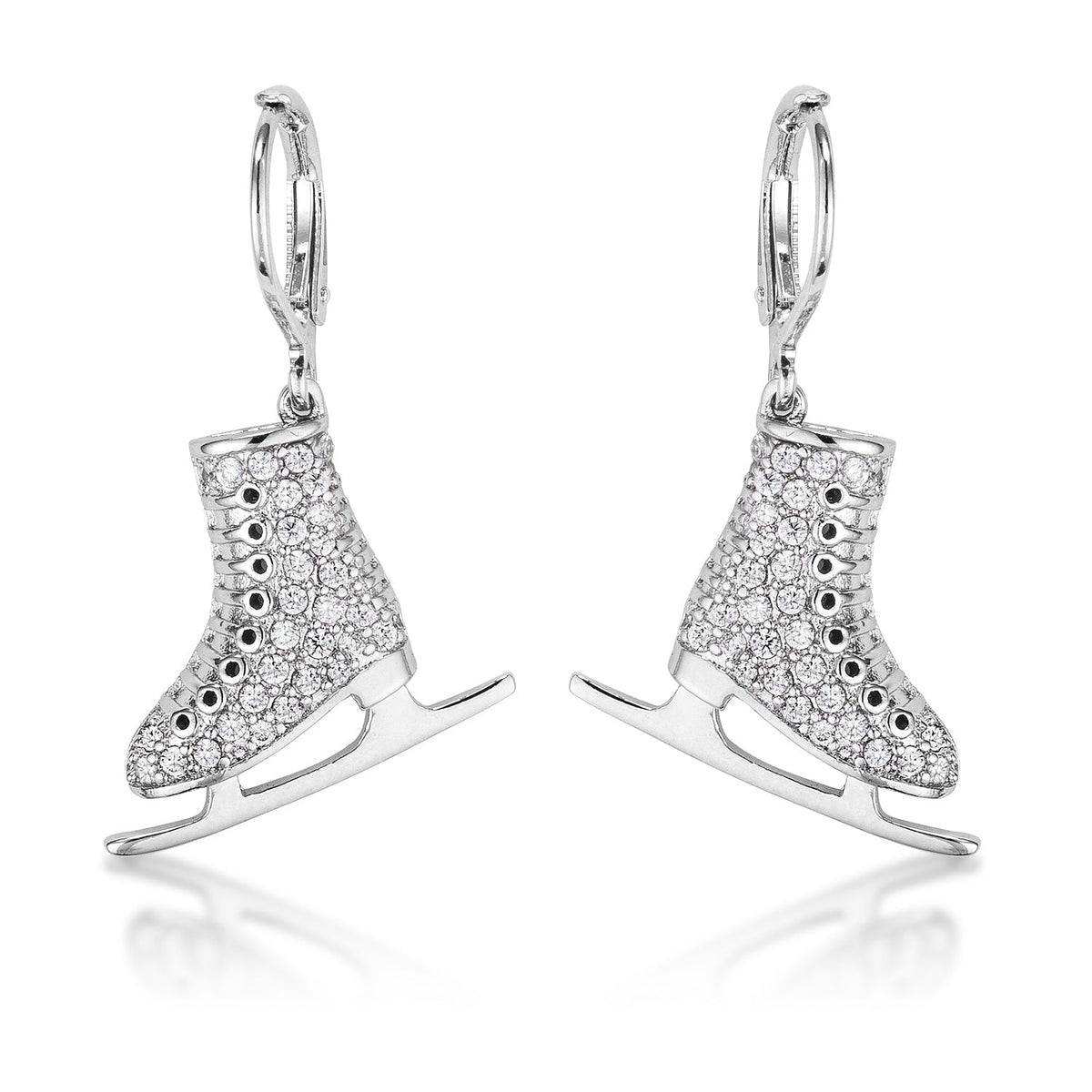 Delicate .85Ct Rhodium Plated Ice Skate Earrings - LinkagejewelrydesignLinkagejewelrydesign