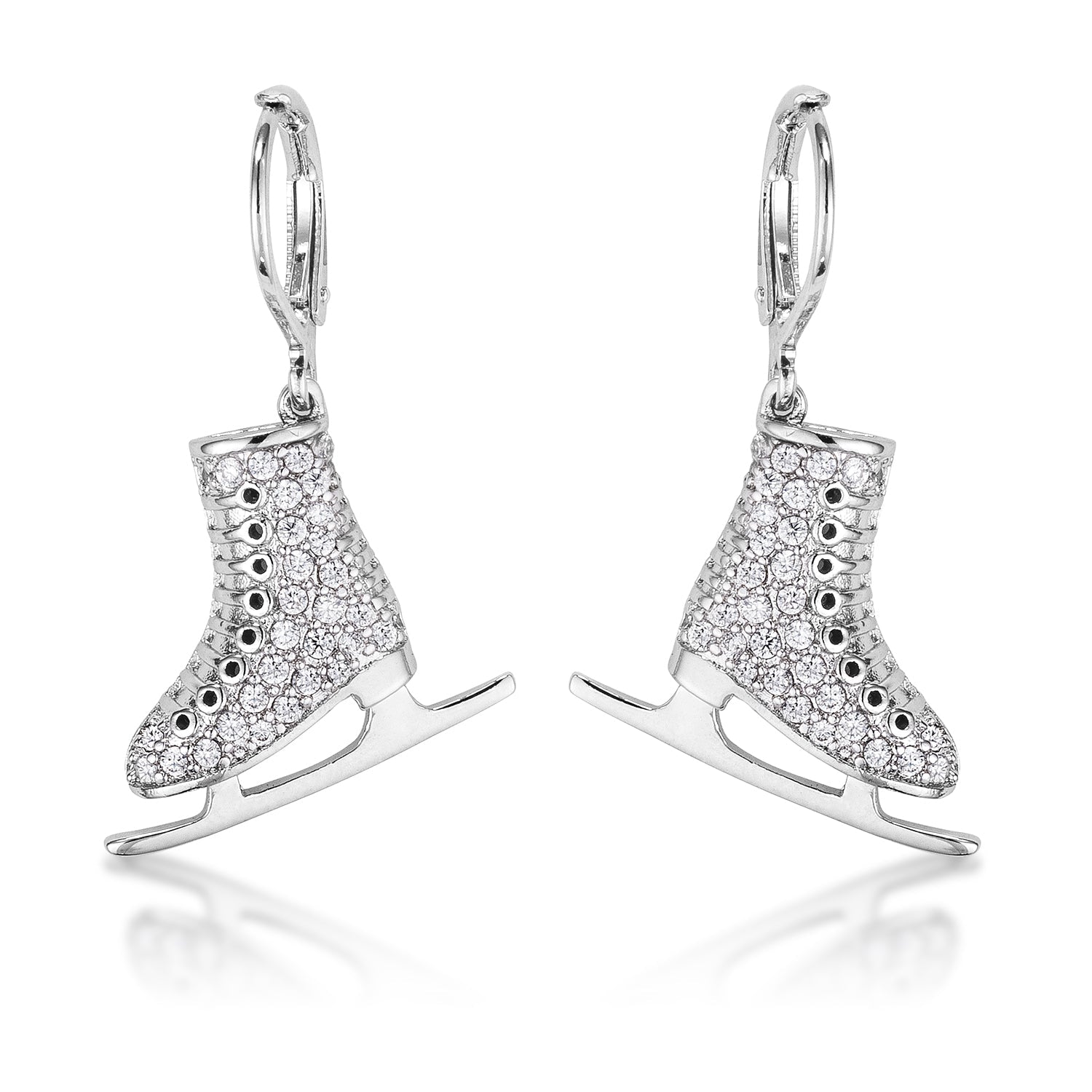 Delicate .85Ct Rhodium Plated Ice Skate Earrings - LinkagejewelrydesignLinkagejewelrydesign