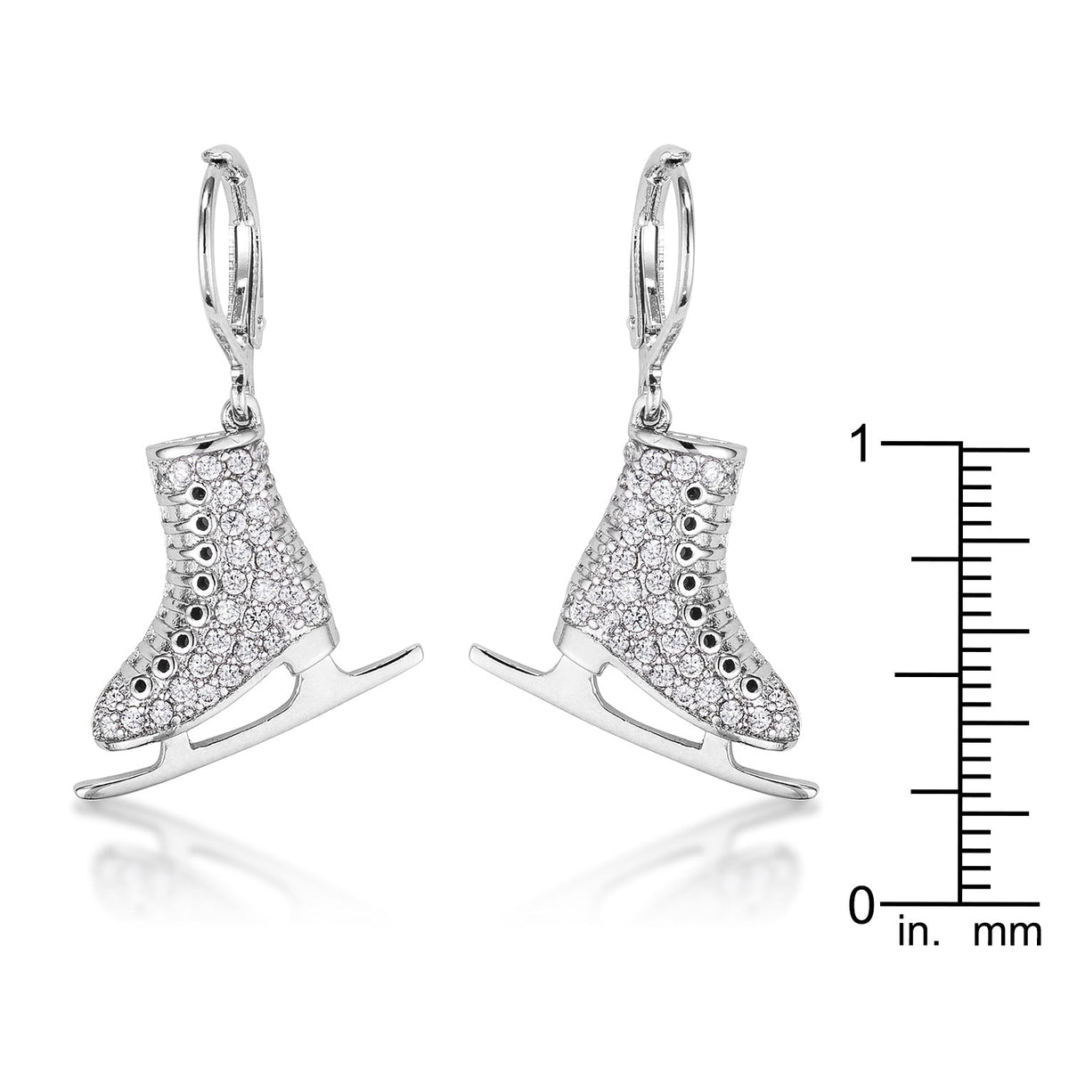 Delicate .85Ct Rhodium Plated Ice Skate Earrings - LinkagejewelrydesignLinkagejewelrydesign