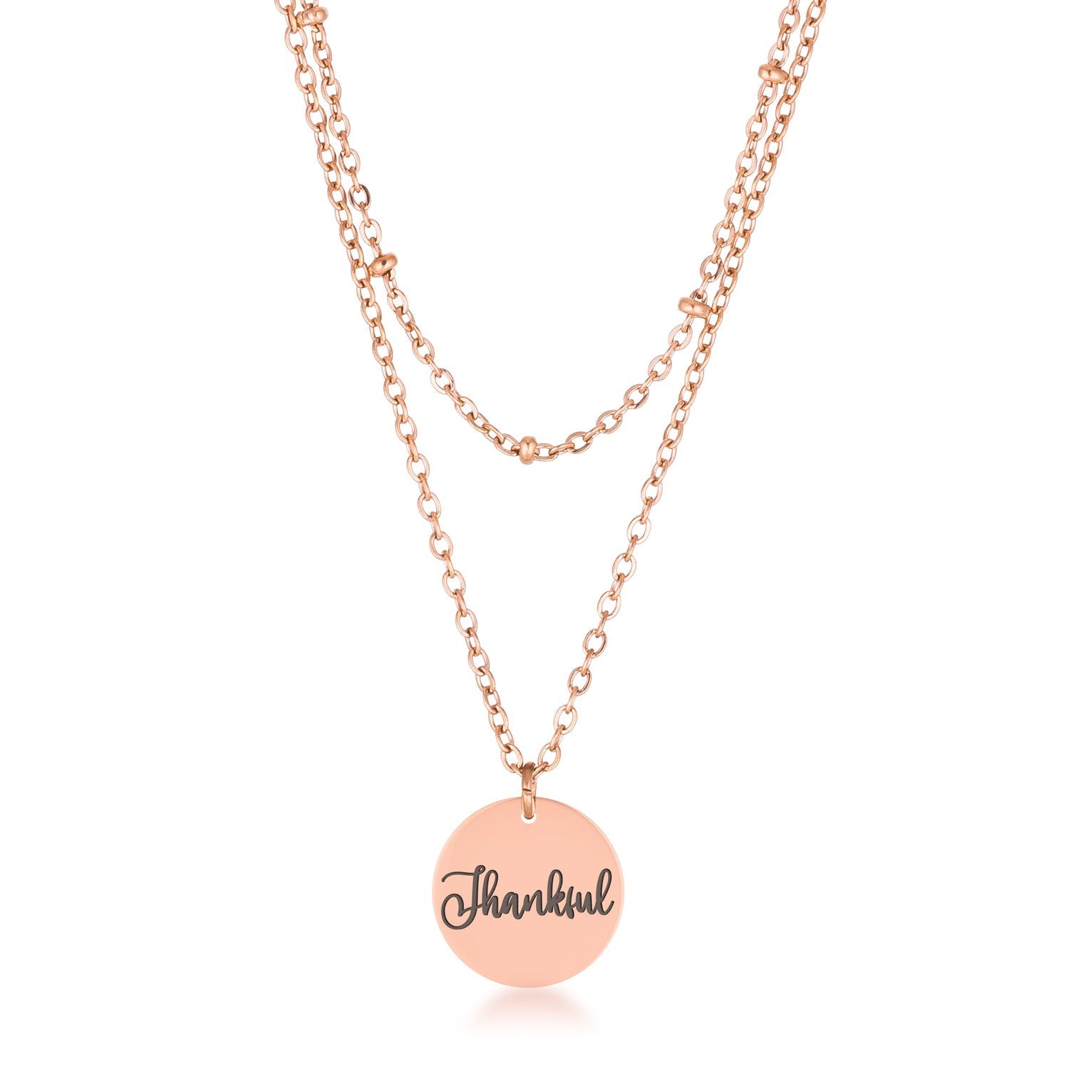 Delicate Rose Gold Plated Thankful Necklace - LinkagejewelrydesignLinkagejewelrydesign