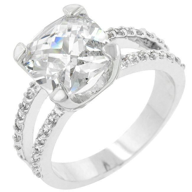 Double Band Cubic Zirconia Engagement Ring - LinkagejewelrydesignLinkagejewelrydesign