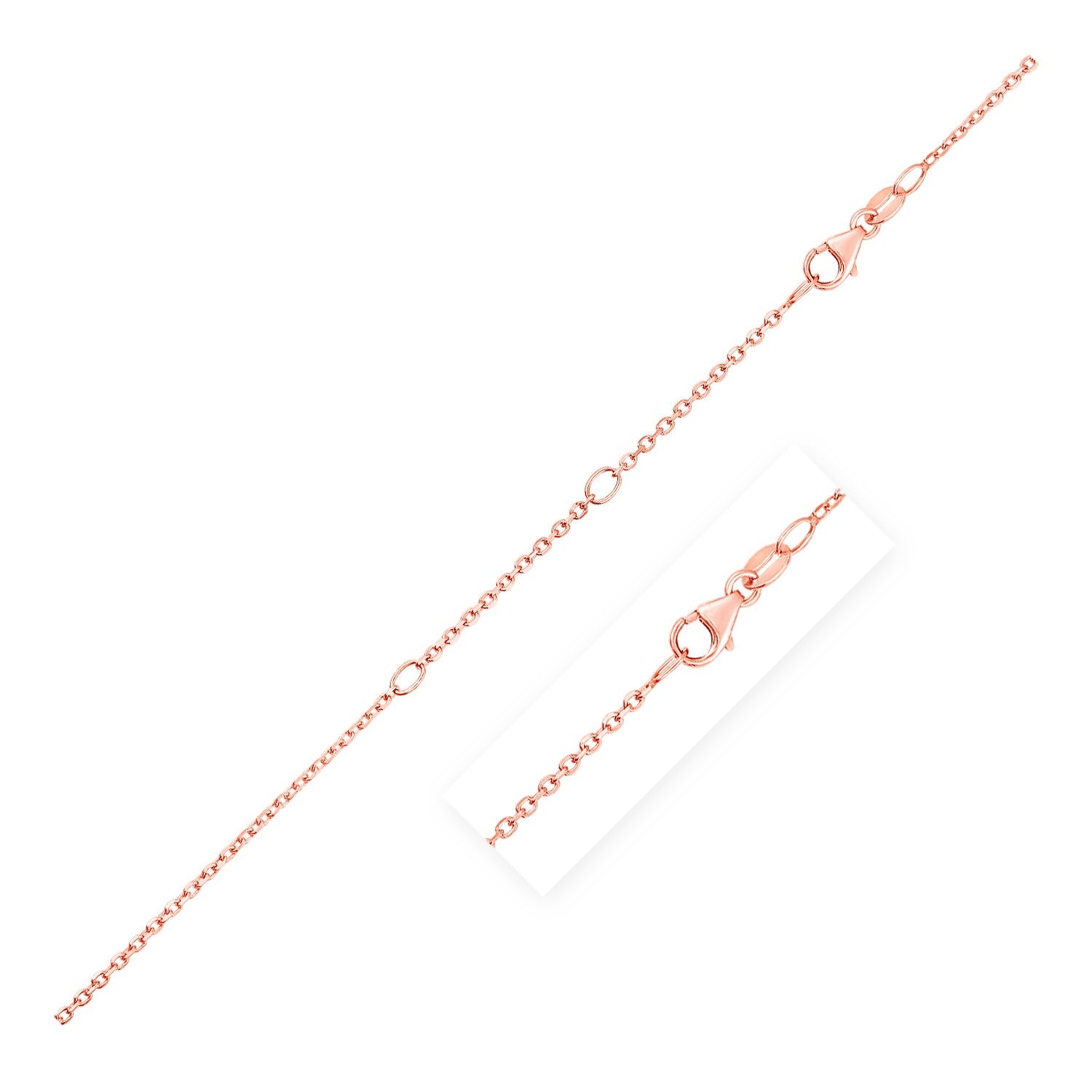 Double Extendable Cable Chain in 14k Rose Gold (1.2mm) - LinkagejewelrydesignLinkagejewelrydesign