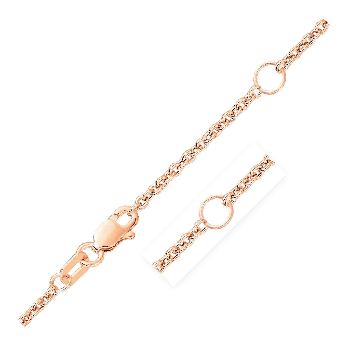 Double Extendable Cable Chain in 14k Rose Gold (1.9mm) - LinkagejewelrydesignLinkagejewelrydesign