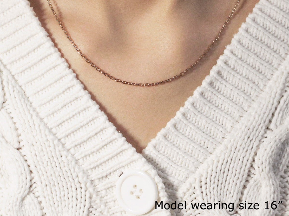 Double Extendable Cable Chain in 14k Rose Gold (1.9mm) - LinkagejewelrydesignLinkagejewelrydesign