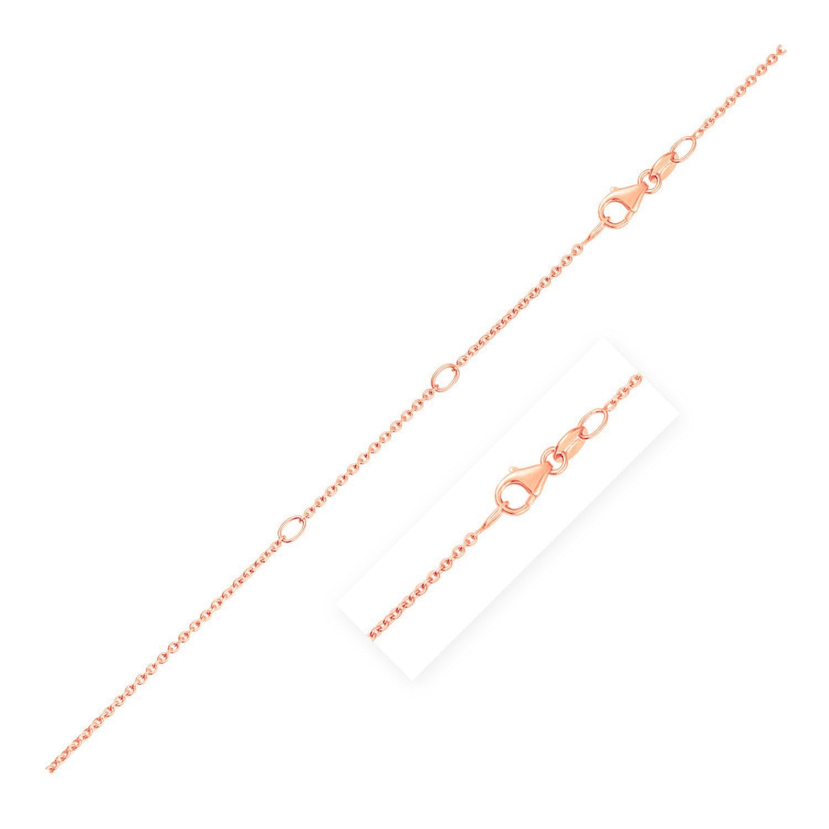 Double Extendable Diamond Cut Cable Chain in 14k Rose Gold (1.2mm) - LinkagejewelrydesignLinkagejewelrydesign