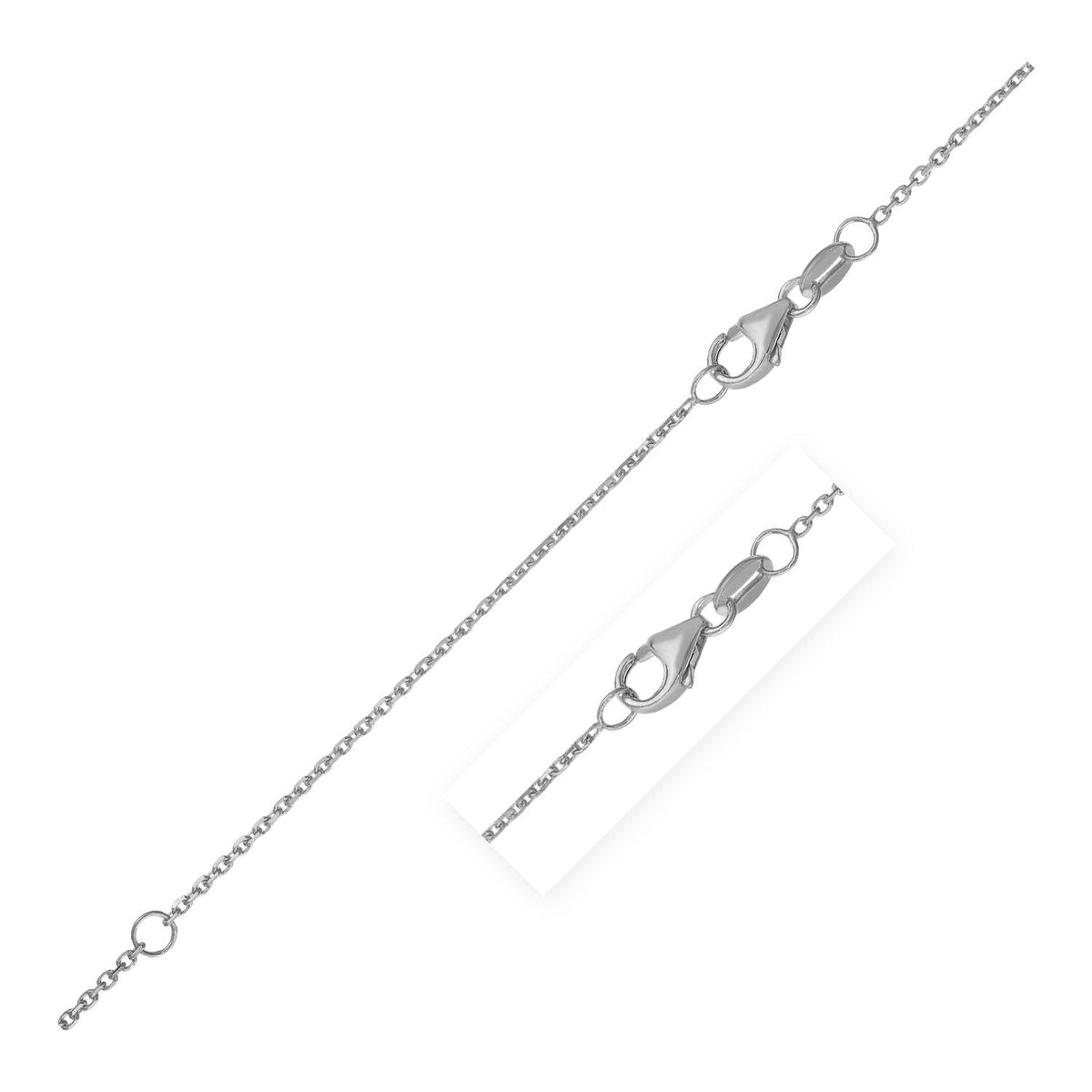 Double Extendable Diamond Cut Cable Chain in 14k White Gold (0.8mm) - LinkagejewelrydesignLinkagejewelrydesign