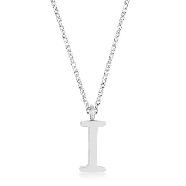 Elaina Rhodium Stainless Steel I Initial Necklace - LinkagejewelrydesignLinkagejewelrydesign