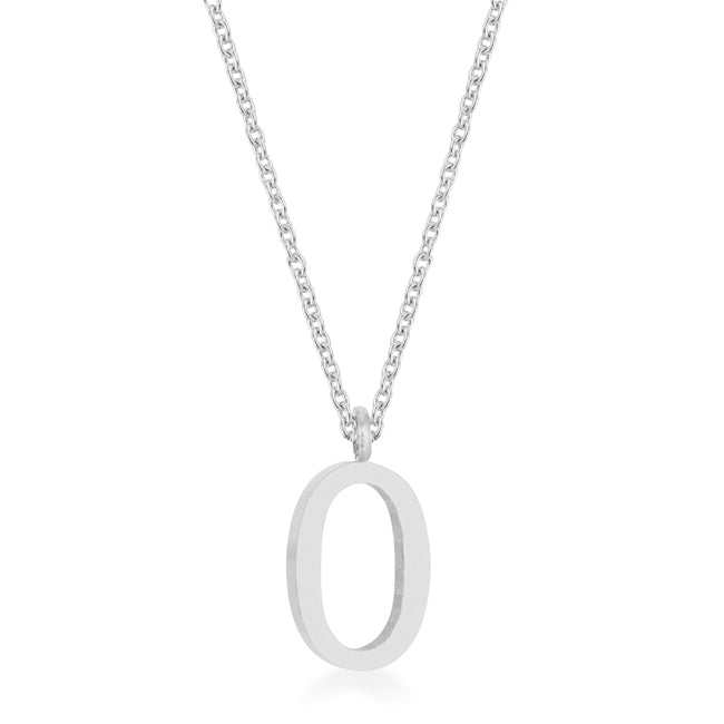 Elaina Rhodium Stainless Steel O Initial Necklace - LinkagejewelrydesignLinkagejewelrydesign