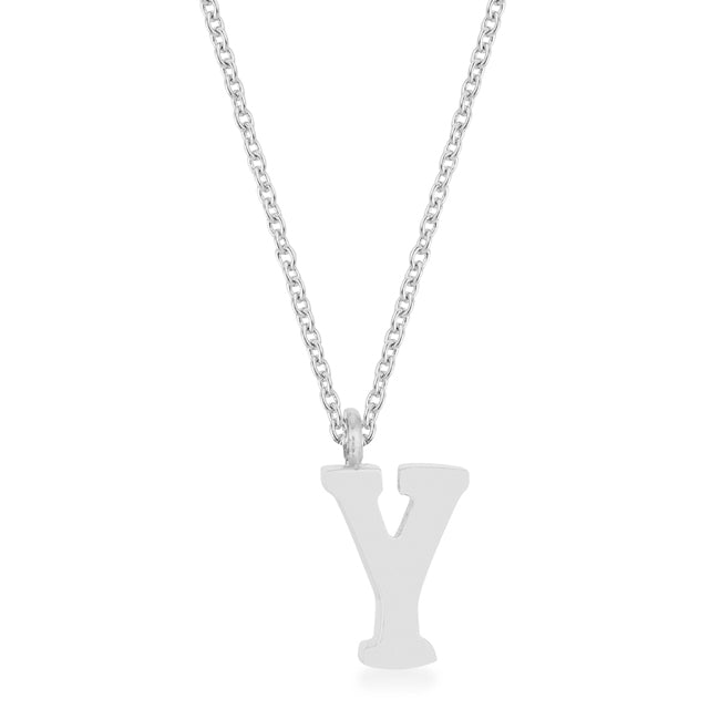 Elaina Rhodium Stainless Steel Y Initial Necklace - LinkagejewelrydesignLinkagejewelrydesign