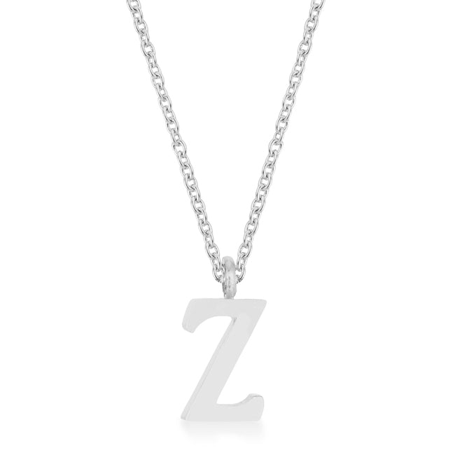 Elaina Rhodium Stainless Steel Z Initial Necklace - LinkagejewelrydesignLinkagejewelrydesign