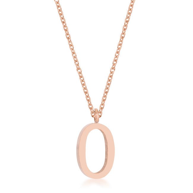 Elaina Rose Gold Stainless Steel O Initial Necklace - LinkagejewelrydesignLinkagejewelrydesign