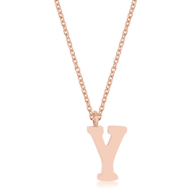 Elaina Rose Gold Stainless Steel Y Initial Necklace - LinkagejewelrydesignLinkagejewelrydesign