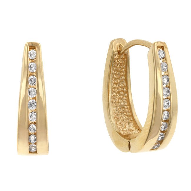 Elegant Goldtone Finish Cubic Zirconia Hoop Earrings - LinkagejewelrydesignLinkagejewelrydesign