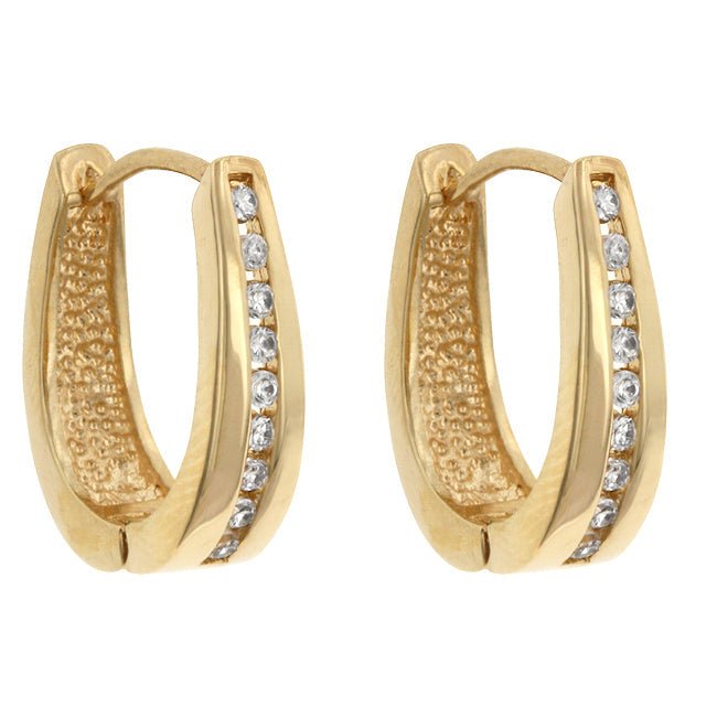 Elegant Goldtone Finish Cubic Zirconia Hoop Earrings - LinkagejewelrydesignLinkagejewelrydesign