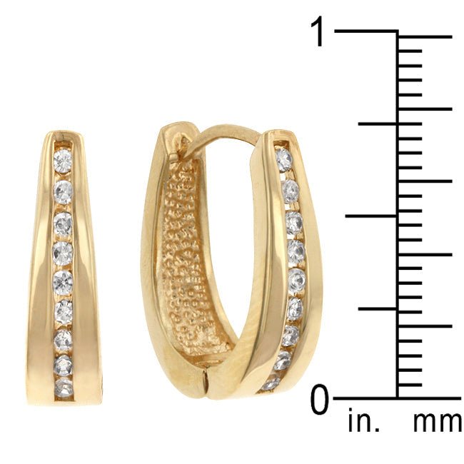 Elegant Goldtone Finish Cubic Zirconia Hoop Earrings - LinkagejewelrydesignLinkagejewelrydesign