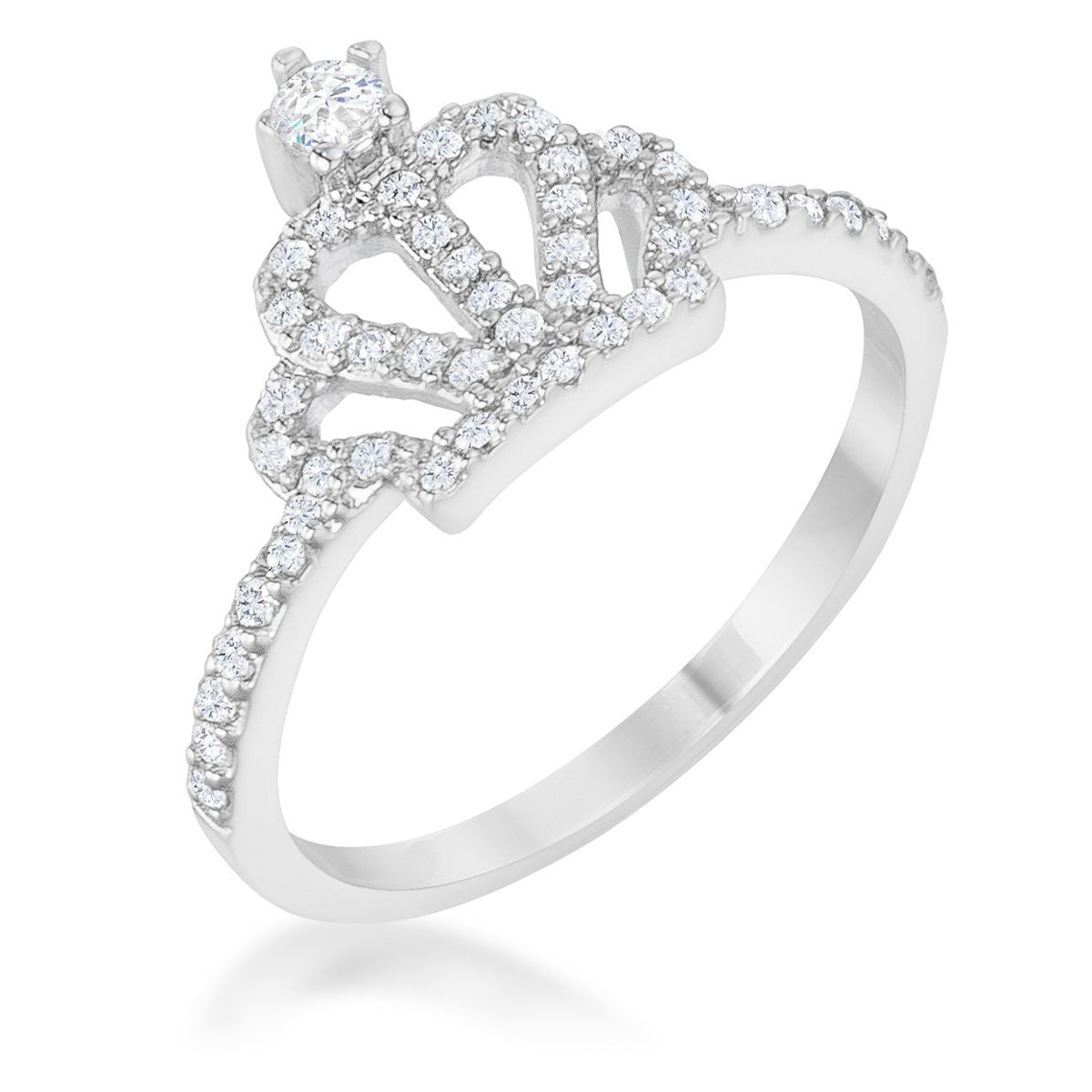 Elina 0.36ct CZ Rhodium Simple Crown Ring, &lt;b&gt;Size 5&lt;/b&gt; - LinkagejewelrydesignLinkagejewelrydesign