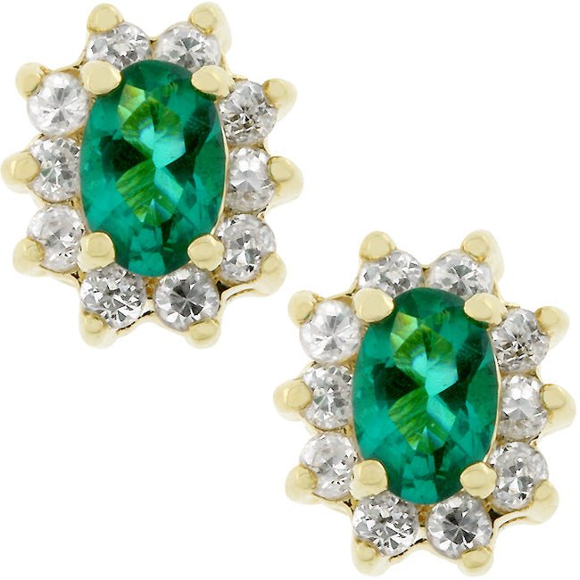 Emerald Flower Stud Earrings - LinkagejewelrydesignLinkagejewelrydesign