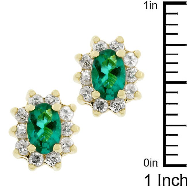 Emerald Flower Stud Earrings - LinkagejewelrydesignLinkagejewelrydesign