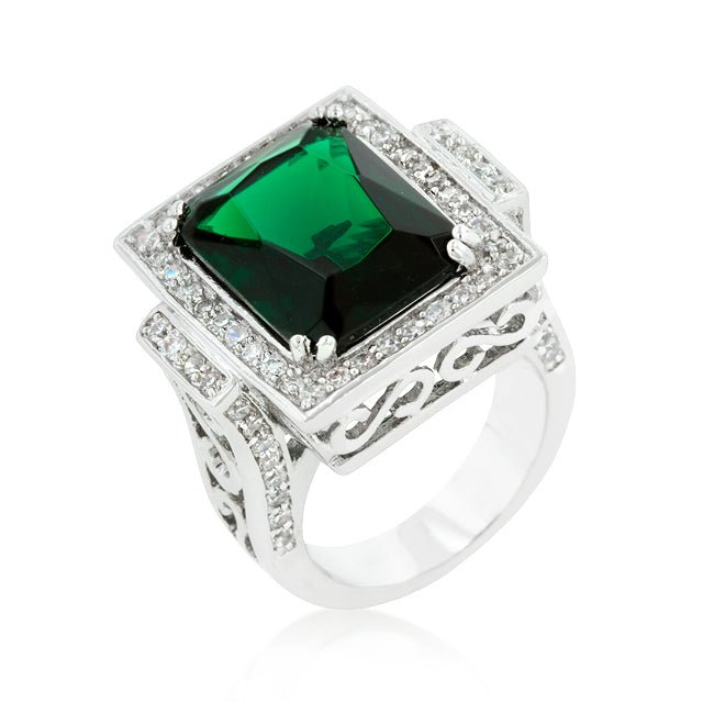 Emerald Green Classic Cocktail Ring - LinkagejewelrydesignLinkagejewelrydesign