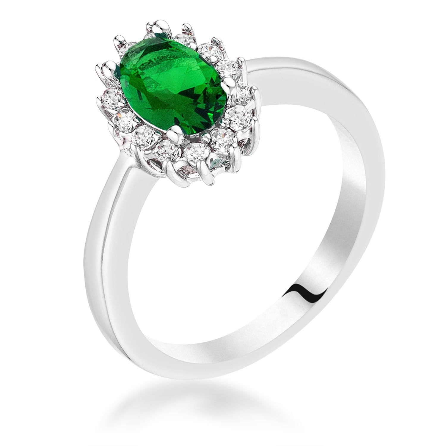Emerald Green CZ Petite Oval Ring, <b>Size 5</b> - LinkagejewelrydesignLinkagejewelrydesign