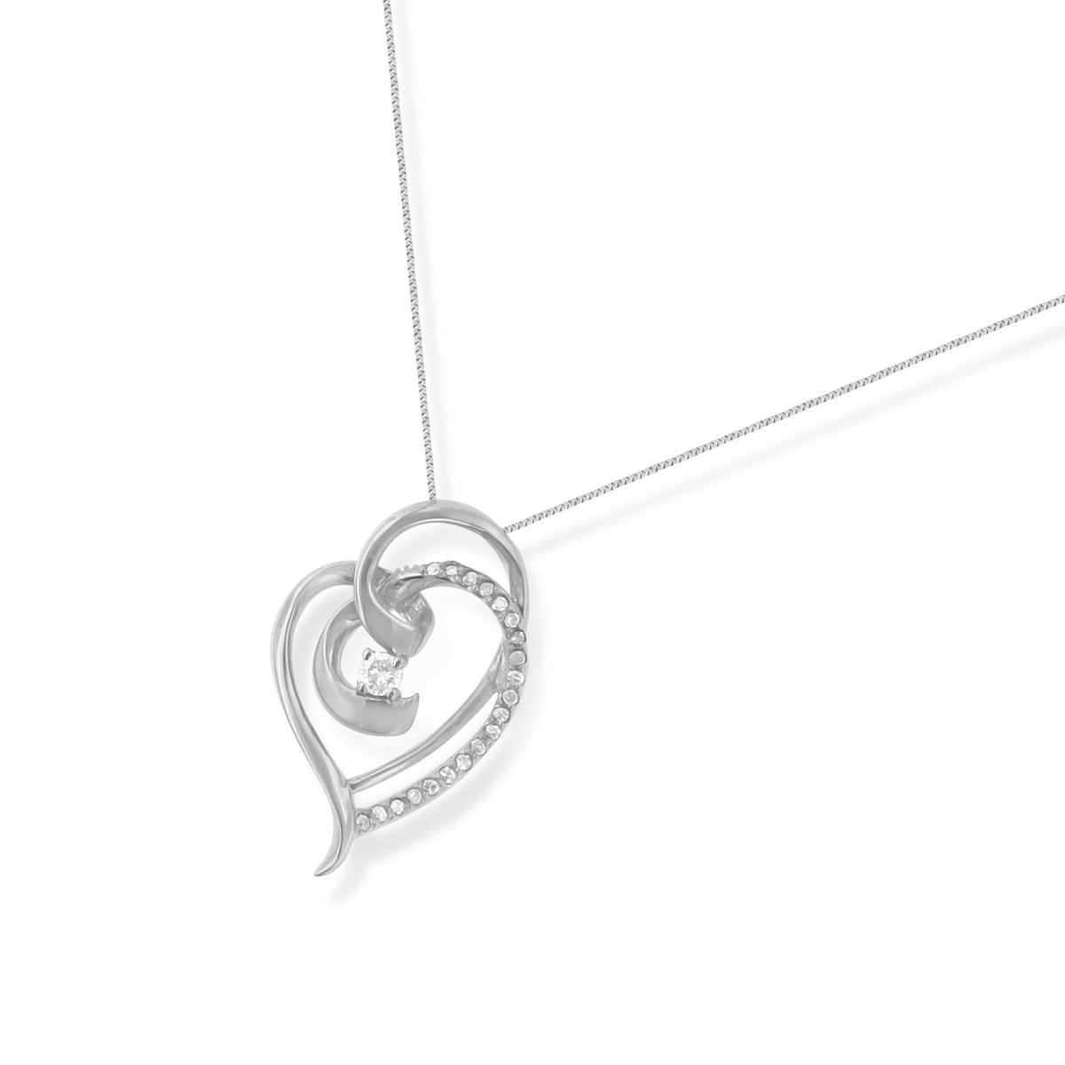 Espira 10k Gold Diamond Woven Heart Pendant Necklace (0.2 cttw, I-J Color, I1-I2 Clarity) (White) - LinkagejewelrydesignLinkagejewelrydesign
