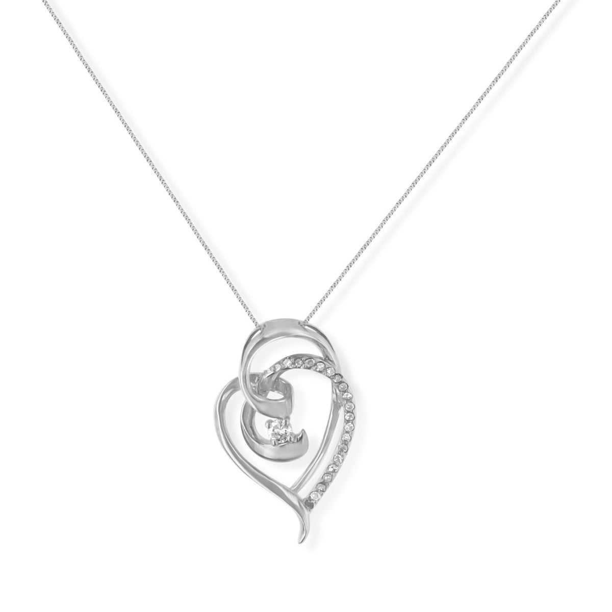Espira 10k Gold Diamond Woven Heart Pendant Necklace (0.2 cttw, I-J Color, I1-I2 Clarity) (White) - LinkagejewelrydesignLinkagejewelrydesign