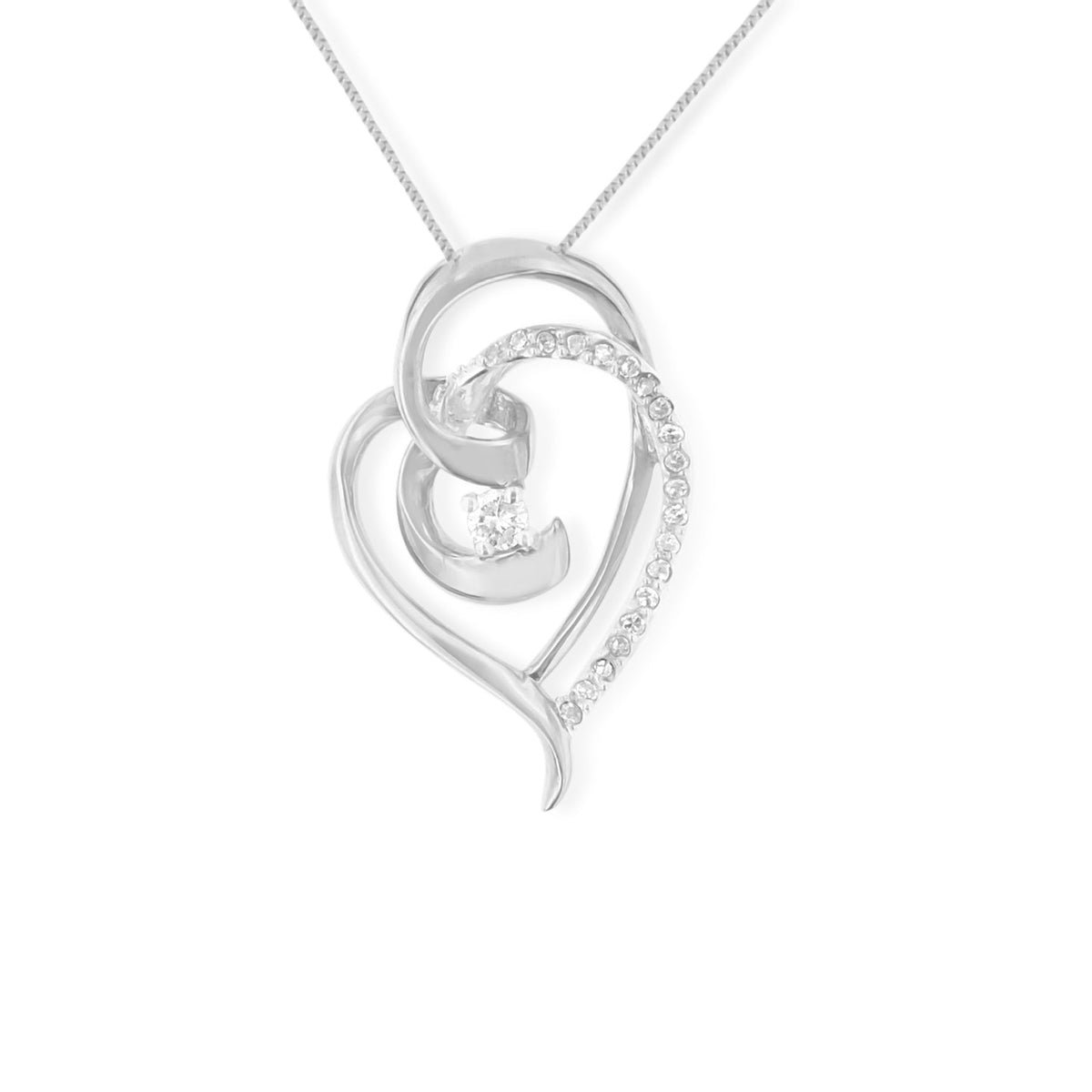 Espira 10k Gold Diamond Woven Heart Pendant Necklace (0.2 cttw, I-J Color, I1-I2 Clarity) (White) - LinkagejewelrydesignLinkagejewelrydesign