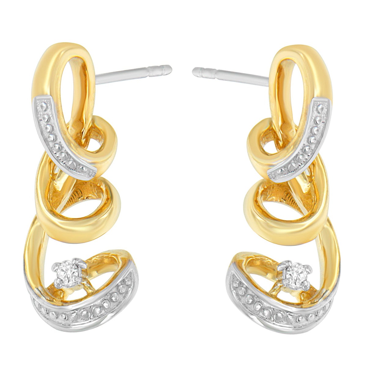 Espira 10K Two Tone Gold Round cut Diamond Earring (0.05 cttw, J-K Color, I2-I3 Clarity) - LinkagejewelrydesignLinkagejewelrydesign