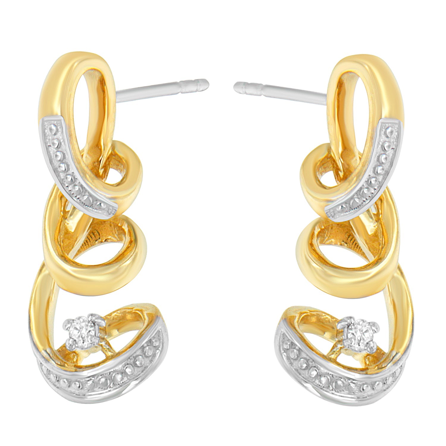 Espira 10K Two Tone Gold Round cut Diamond Earring (0.05 cttw, J-K Color, I2-I3 Clarity) - LinkagejewelrydesignLinkagejewelrydesign