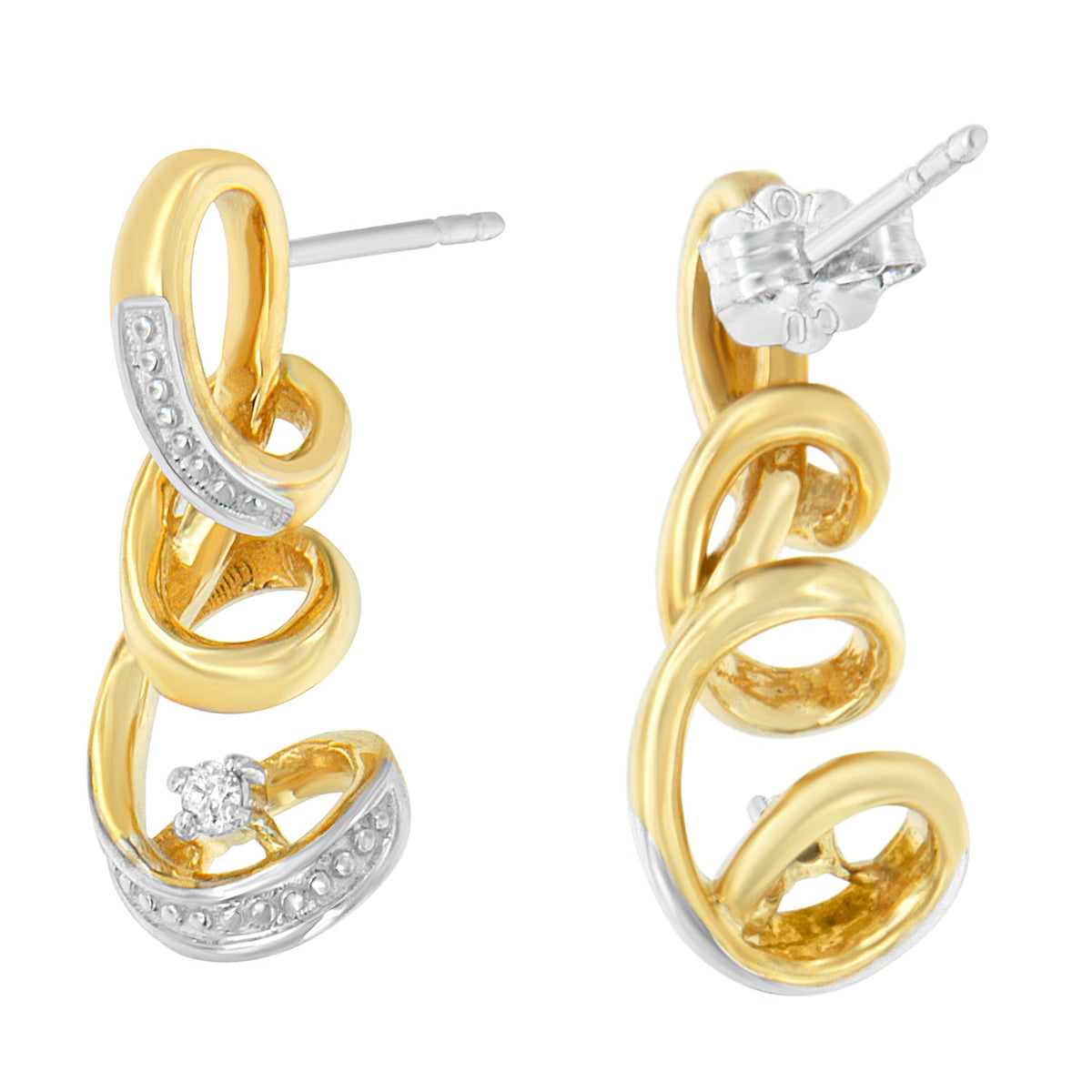 Espira 10K Two Tone Gold Round cut Diamond Earring (0.05 cttw, J-K Color, I2-I3 Clarity) - LinkagejewelrydesignLinkagejewelrydesign
