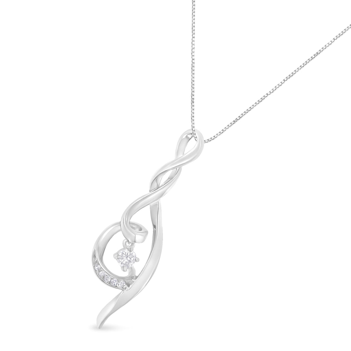 Espira 10K White Gold 1/10 cttw Diamond Swirl Pendant Necklace (I-J, I1-I2) - LinkagejewelrydesignLinkagejewelrydesign