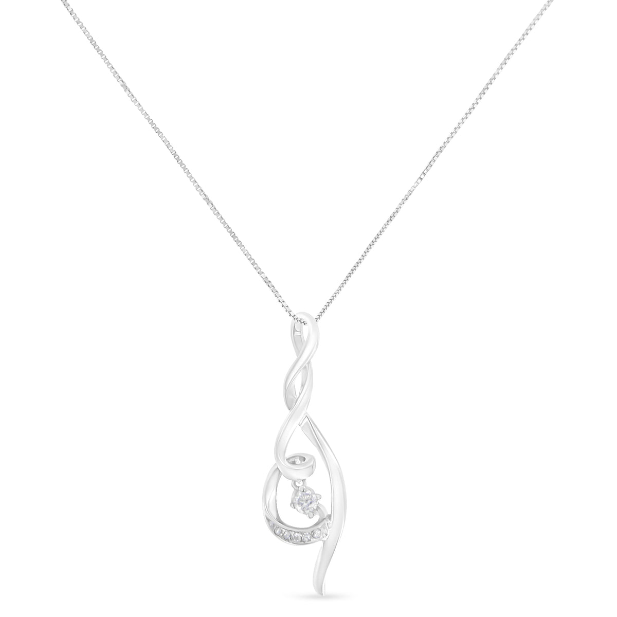 Espira 10K White Gold 1/10 cttw Diamond Swirl Pendant Necklace (I-J, I1-I2) - LinkagejewelrydesignLinkagejewelrydesign