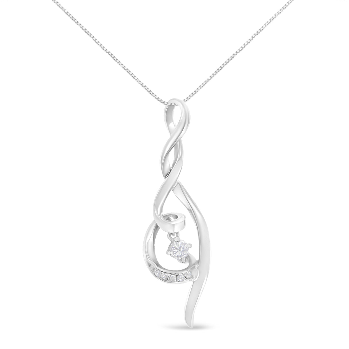 Espira 10K White Gold 1/10 cttw Diamond Swirl Pendant Necklace (I-J, I1-I2) - LinkagejewelrydesignLinkagejewelrydesign