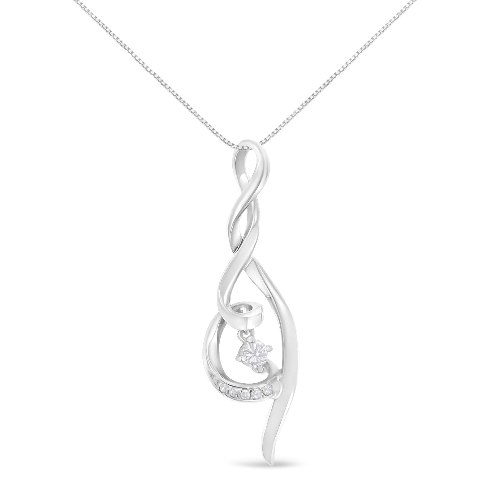 Espira 10K White Gold 1/10 cttw Diamond Swirl Pendant Necklace (I-J, I1-I2) - LinkagejewelrydesignLinkagejewelrydesign
