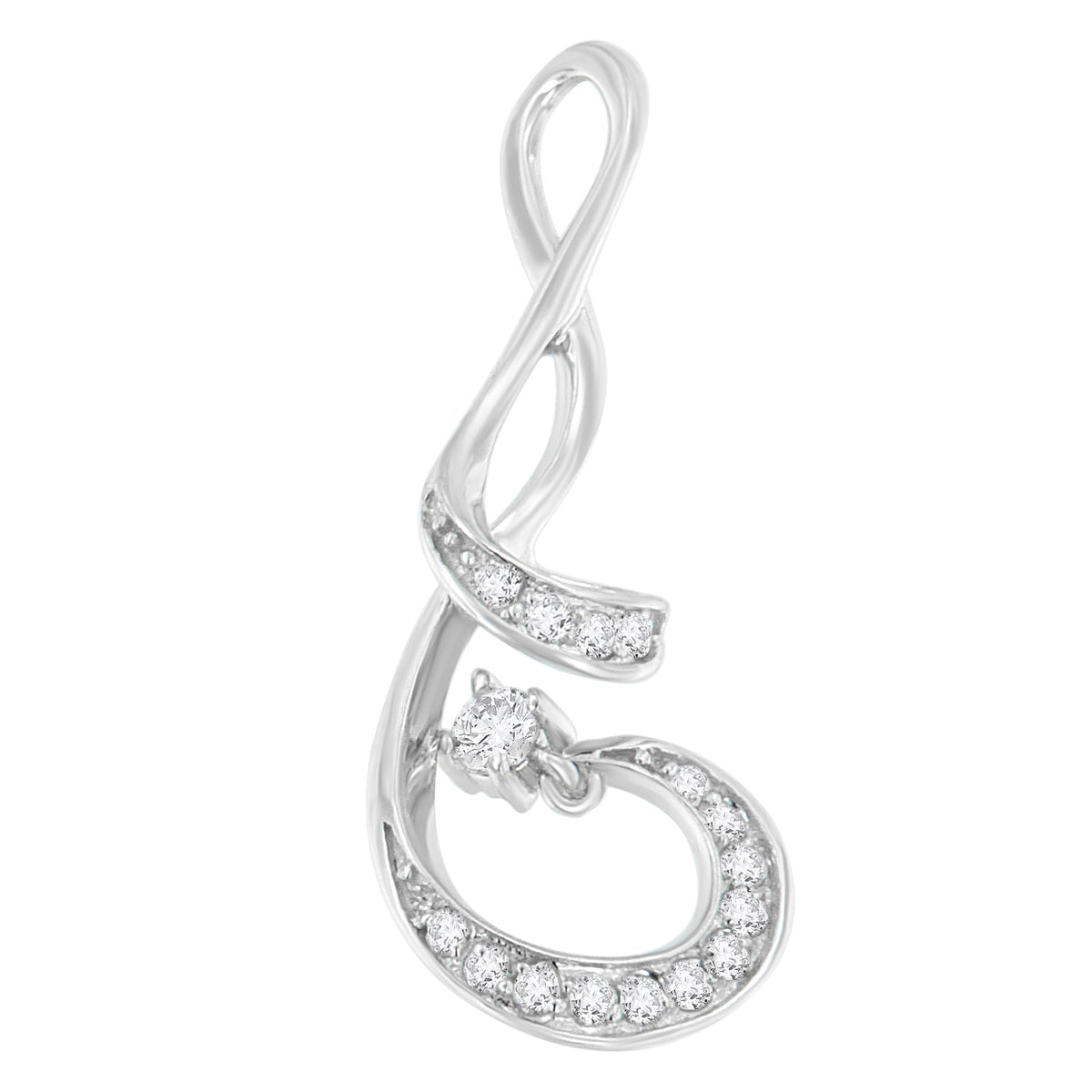 Espira 10K White Gold 1/5 Cttw Brilliant-Cut Diamond Sparkling Spiral 18&quot; Pendant Necklace (J-K color, I2-I3 Clarity) - LinkagejewelrydesignLinkagejewelrydesign