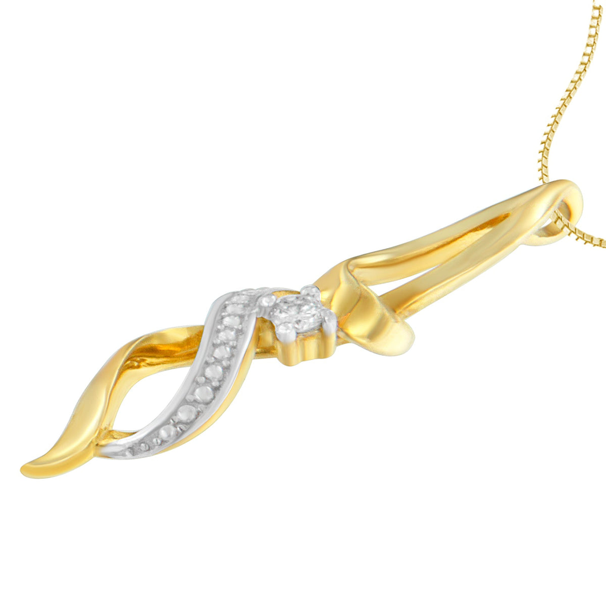 Espira 10K Yellow Gold 1/20 cttw Round Cut Diamond Accent Swirl Pendant Necklace (H-I, I1-I2) - LinkagejewelrydesignLinkagejewelrydesign