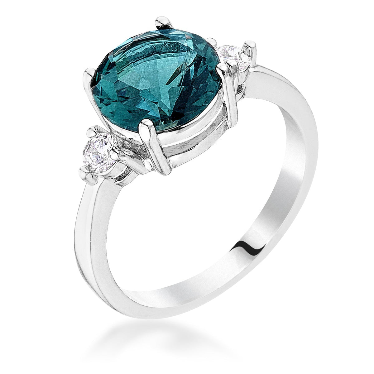 Exquisite Blue Green Three Stone CZ Engagement Ring, &lt;b&gt;Size 5&lt;/b&gt; - LinkagejewelrydesignLinkagejewelrydesign