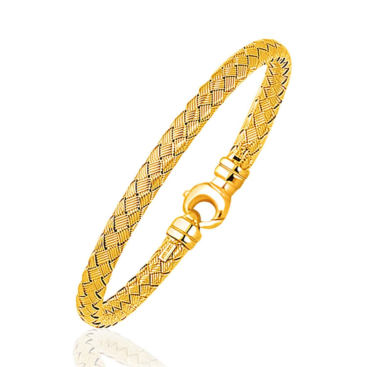 Fancy Weave Bangle in 14k Yellow Gold (5.0mm) - LinkagejewelrydesignLinkagejewelrydesign