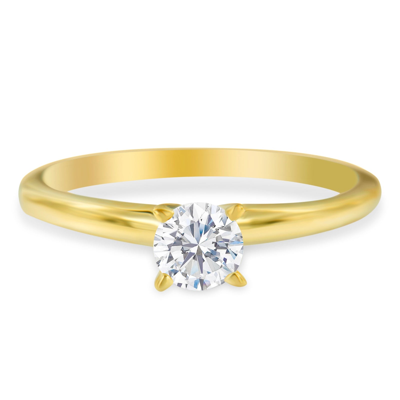GIA Certified 14K Yellow Gold 1/2 Cttw Diamond Solitaire Engagement Ring (H Color, SI1 Clarity) - Size 6 - LinkagejewelrydesignLinkagejewelrydesign