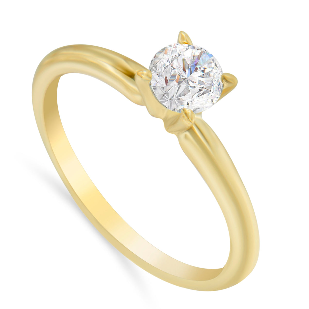 GIA Certified 14K Yellow Gold 1/2 Cttw Diamond Solitaire Engagement Ring (H Color, SI1 Clarity) - Size 6 - LinkagejewelrydesignLinkagejewelrydesign
